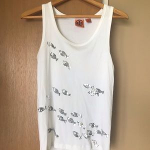 Tory Burch white embellished tank top